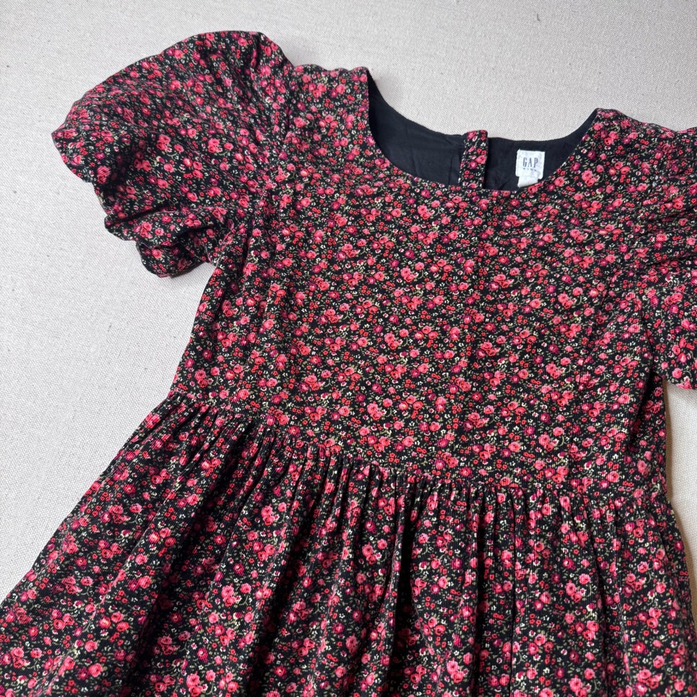 Gap Kids Floral Corduroy Puff Sleeve Dress Girls XL Empire Waist Church‎ Easter